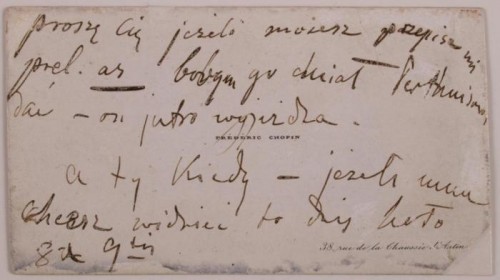 Bilet wizytowy Chopina, źródło: chopin.museum